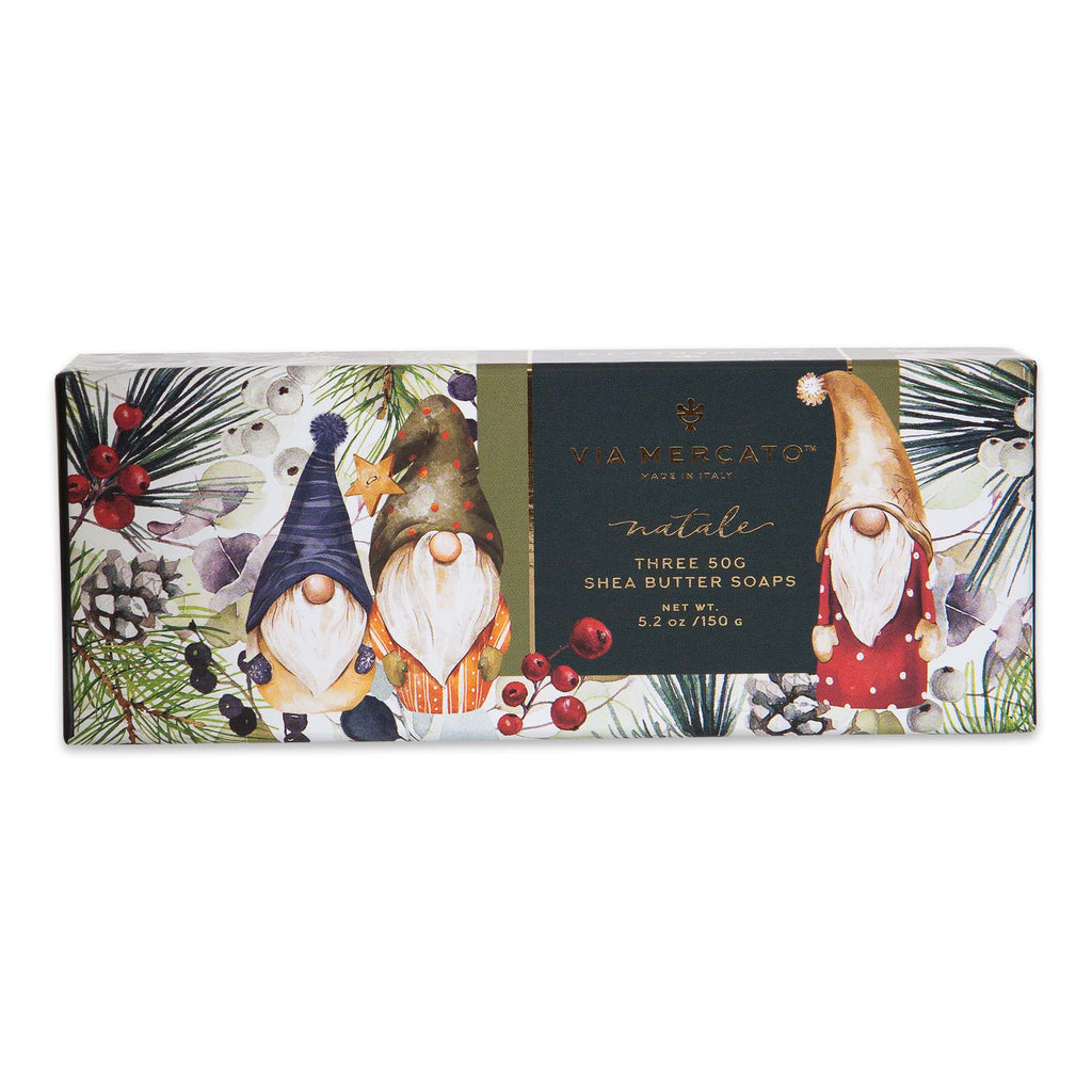 Via Mercato Natale - Gnomes Shea Butter Soap Gift Set 3 X 50g