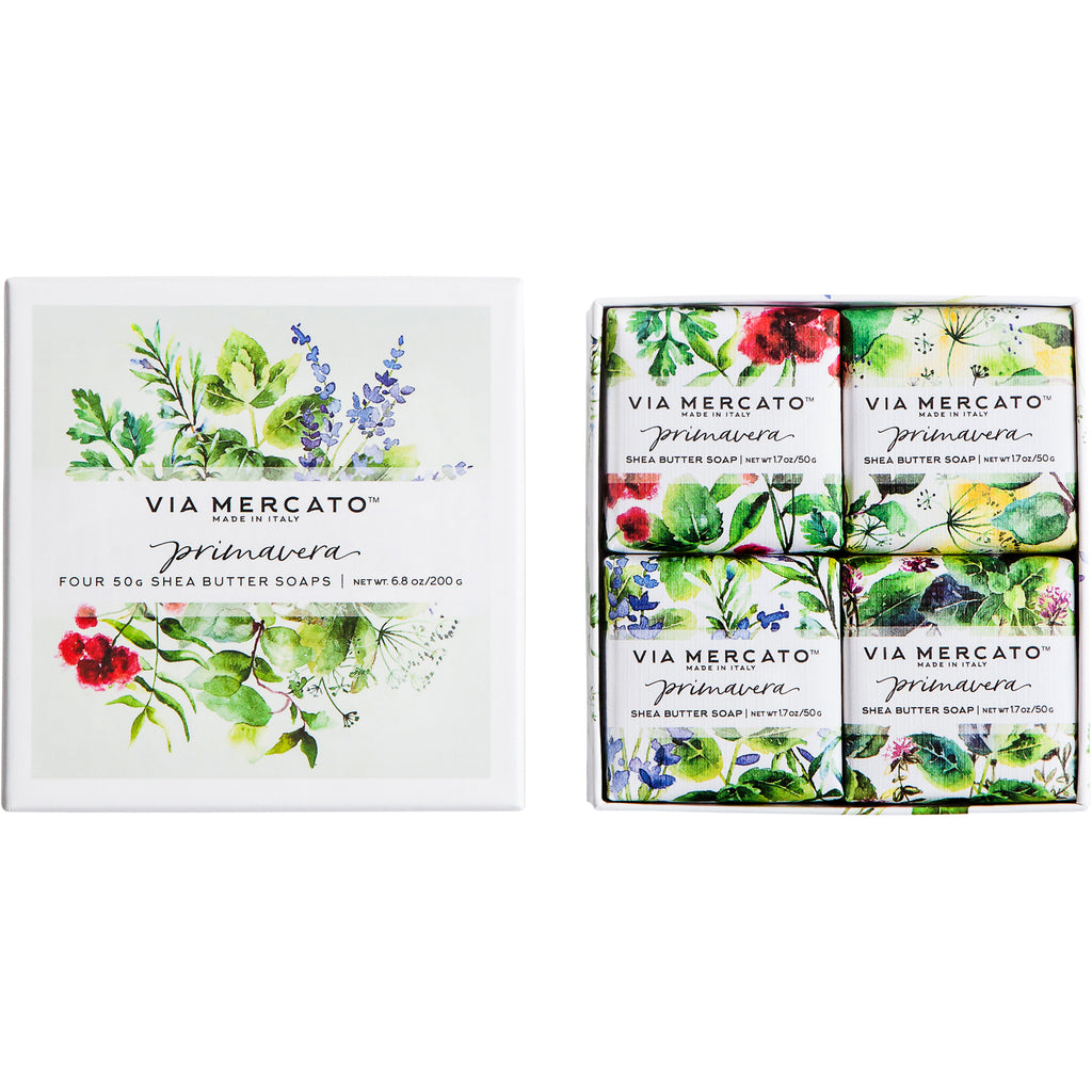 Via Mercato Primavera Gift Set (4X50G Soap) - Fresh Herbs - European Soaps